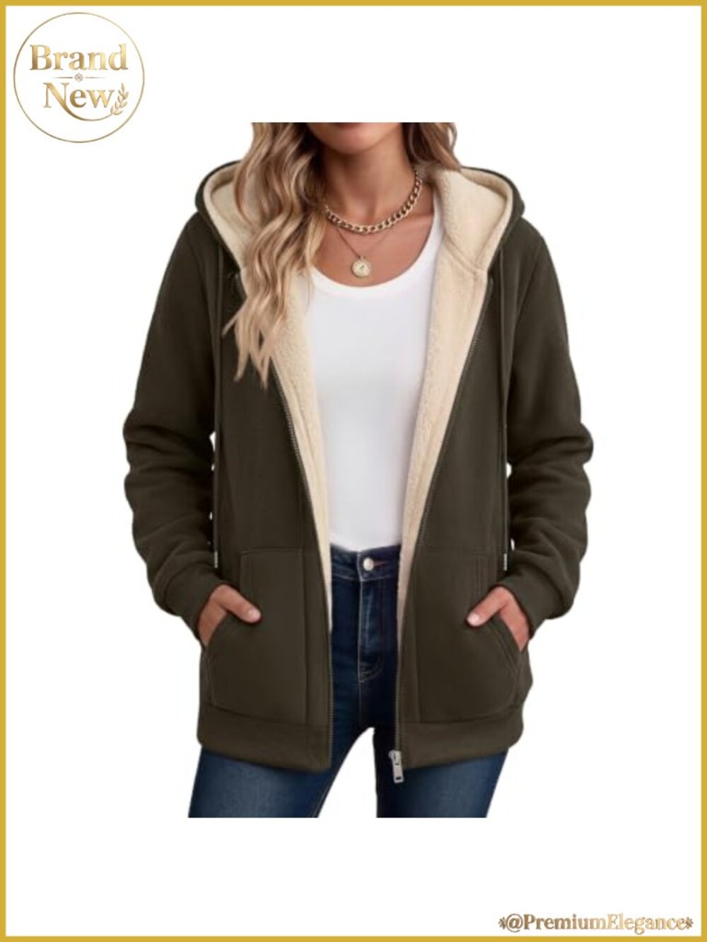 Sherpa Fleece Lined Zip Up Hoodie Thick Warm Winter Coat